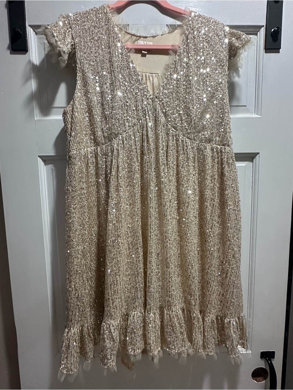 Sparkle Cream Sequin Party Dress